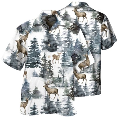 Deer Forest Blur Art Hawaiian Shirt