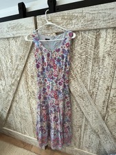 Talbots Women's Sleeveless Floral Print Dress With Belt Fully Lined Size 2