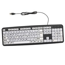 USB Wired Keyboard For Low Users With Large White Keys Black VUSW