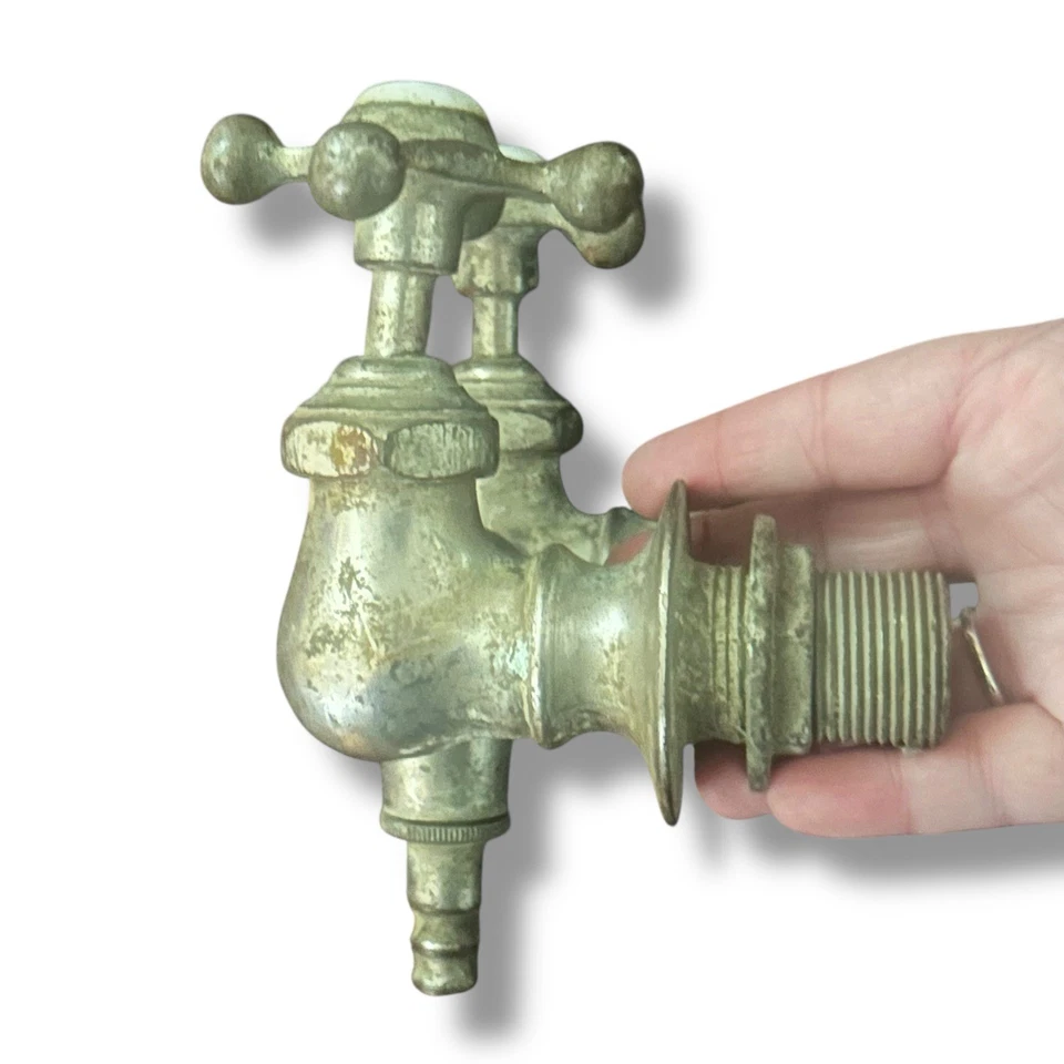 Vintage Old Farmhouse Hot Cold Faucet Claw Foot Bathtub Bath Tub Brass - Image 4 of 4