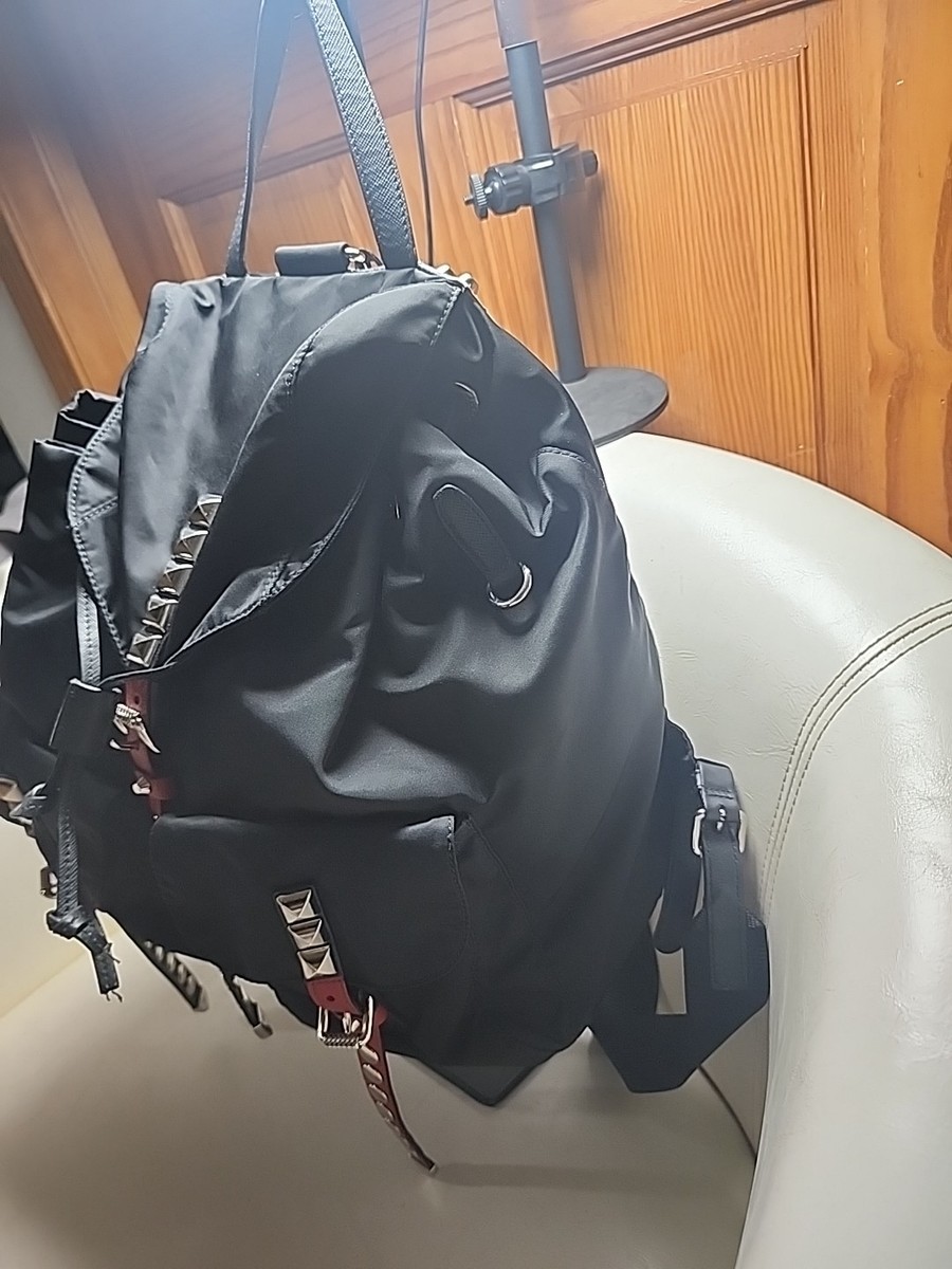Vintage Prada Nylon Black Studded RARE FIND Backpack. Rank B