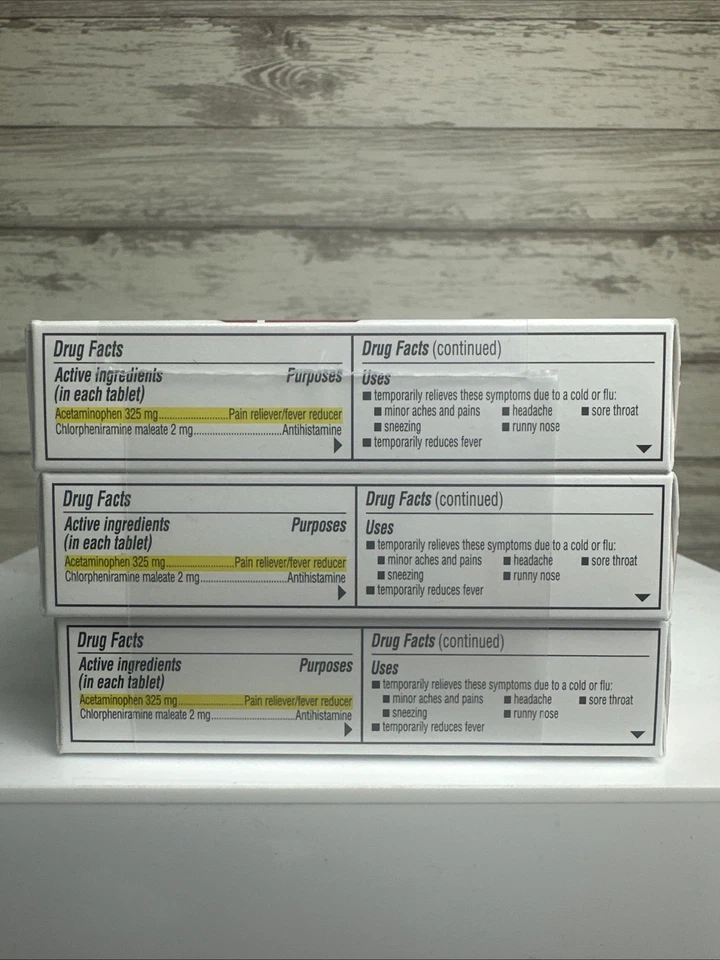 Coricidin HBP Resfriado y Gripe Acetaminofén Tabletas Descongestionantes Sin 10 Ct Paquete de 6 Foto 3 de 4