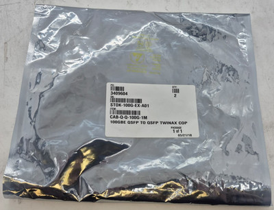 Package of 2 Arista CAB-Q-Q-100G-1M 100GbE QSFP to QSFP Twinax Copper Cables 1M