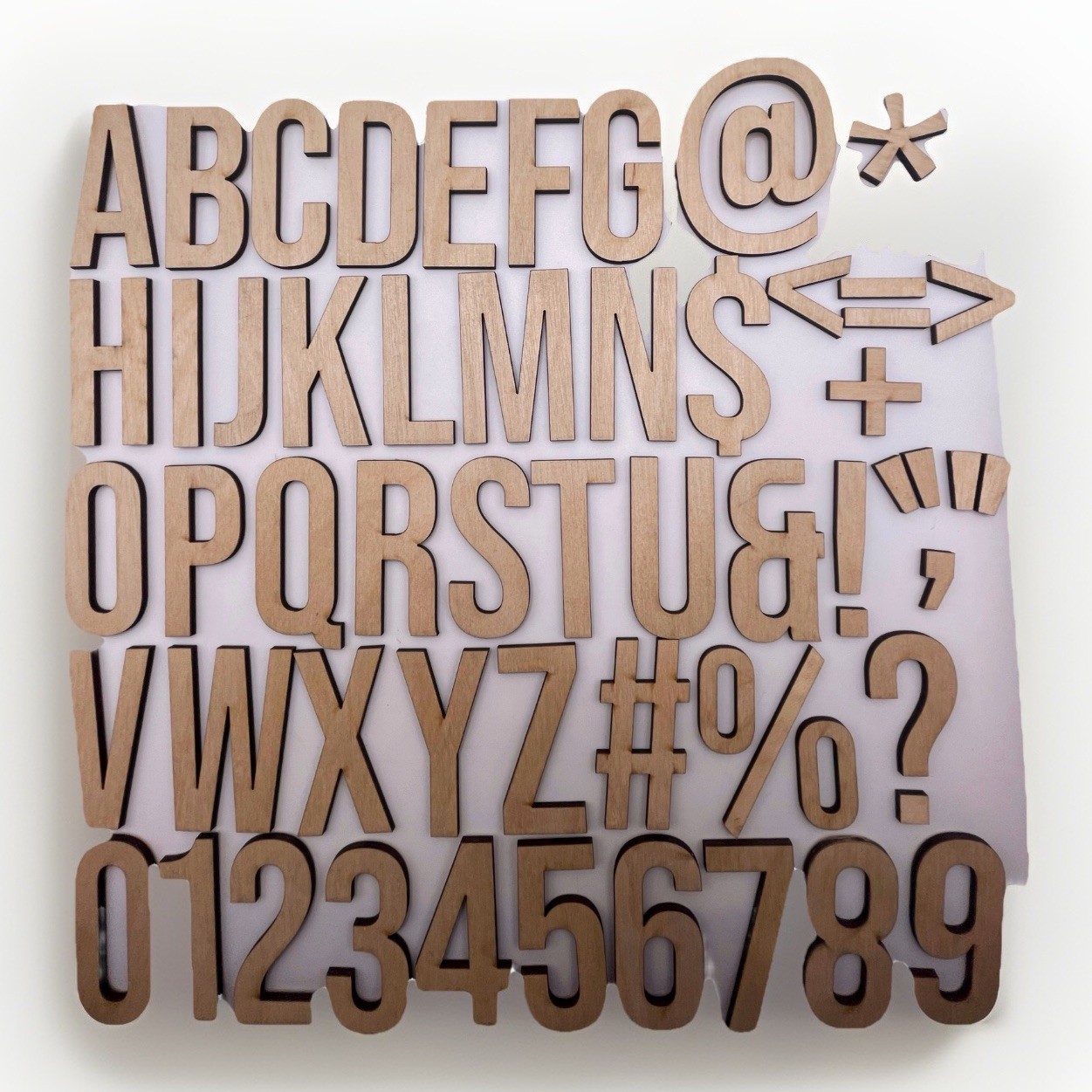 Laser Cut Wood Letters Numbers Symbols 2” Bebas Neue Font Basswood Cutouts