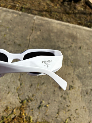 Prada Milano Women s Oversized Rectangle Sunglasses White Frame Black Tinted
