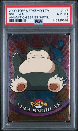 2000 TOPPS POKEMON TV ANIMATION SERIES 3 FOIL #143 SNORLAX PSA 8