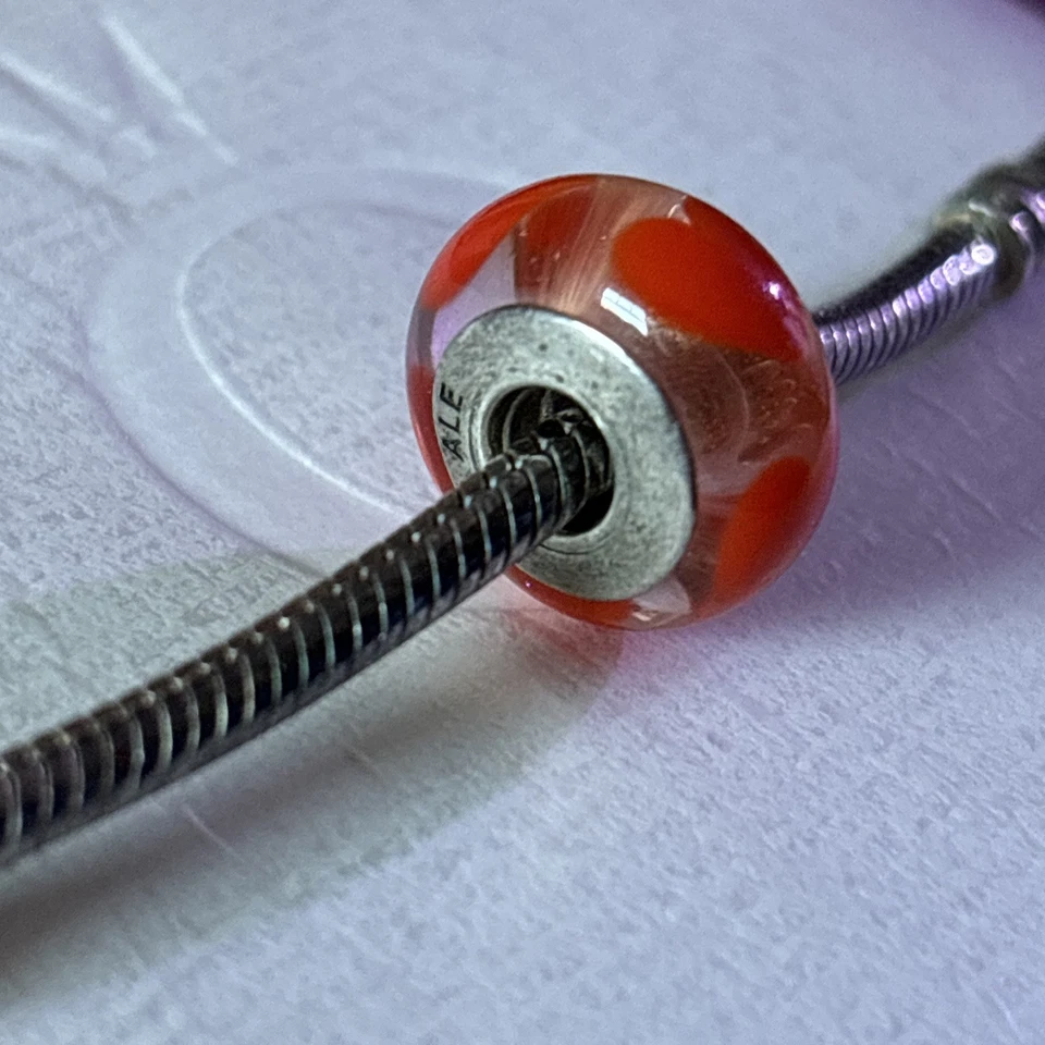 Pandora Naranja Hielo Amor Corazones Cristal de Murano Dije Retirado 790664 Foto 3 de 4