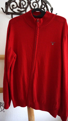 GANT Herren Strickjacke rot XL Jacke Lambswool Lammwolle