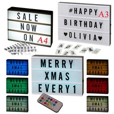 A3 or A4 LED Light Up Message Board Word Colour Display Sign Letter Symbol Box