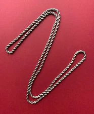 Vintage 35" Long Diamond Cut Twist Chain Estate Continuous Necklace Silver Tone