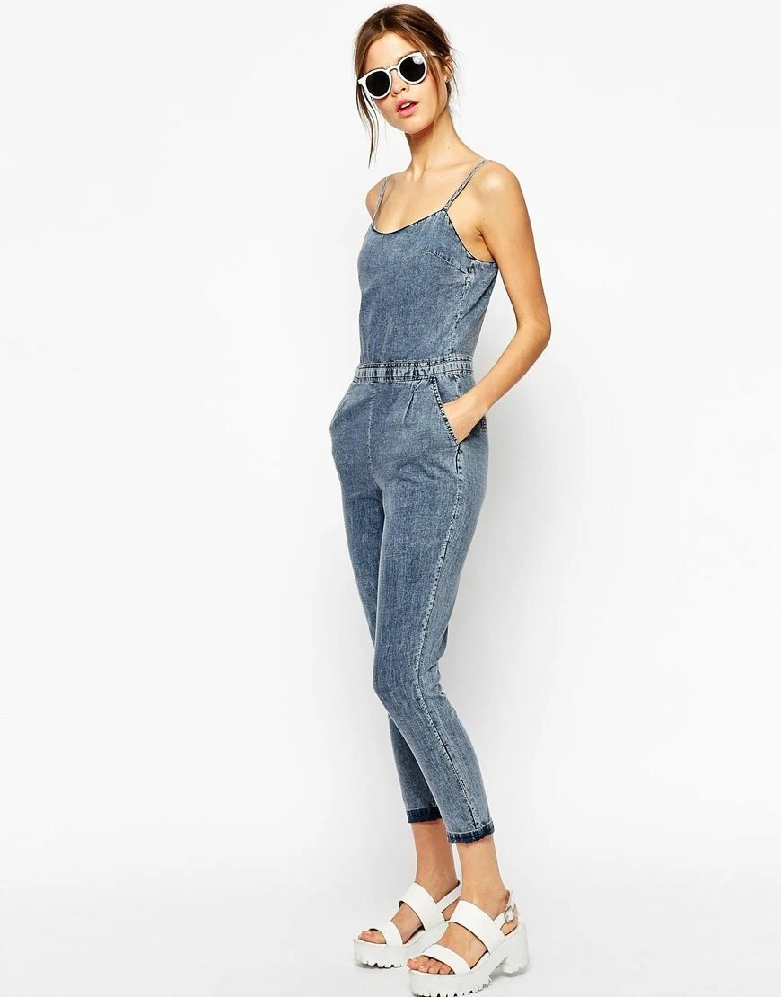NEW WAREHOUSE STRAPPY DENIM CAMI JUMPSUIT CASUAL SUMMER FESTIVAL