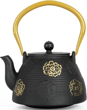 40oz Cast Iron Teapot w/ Infuser, Japanese Style Stove Top Loose Leaf Tea Kettle