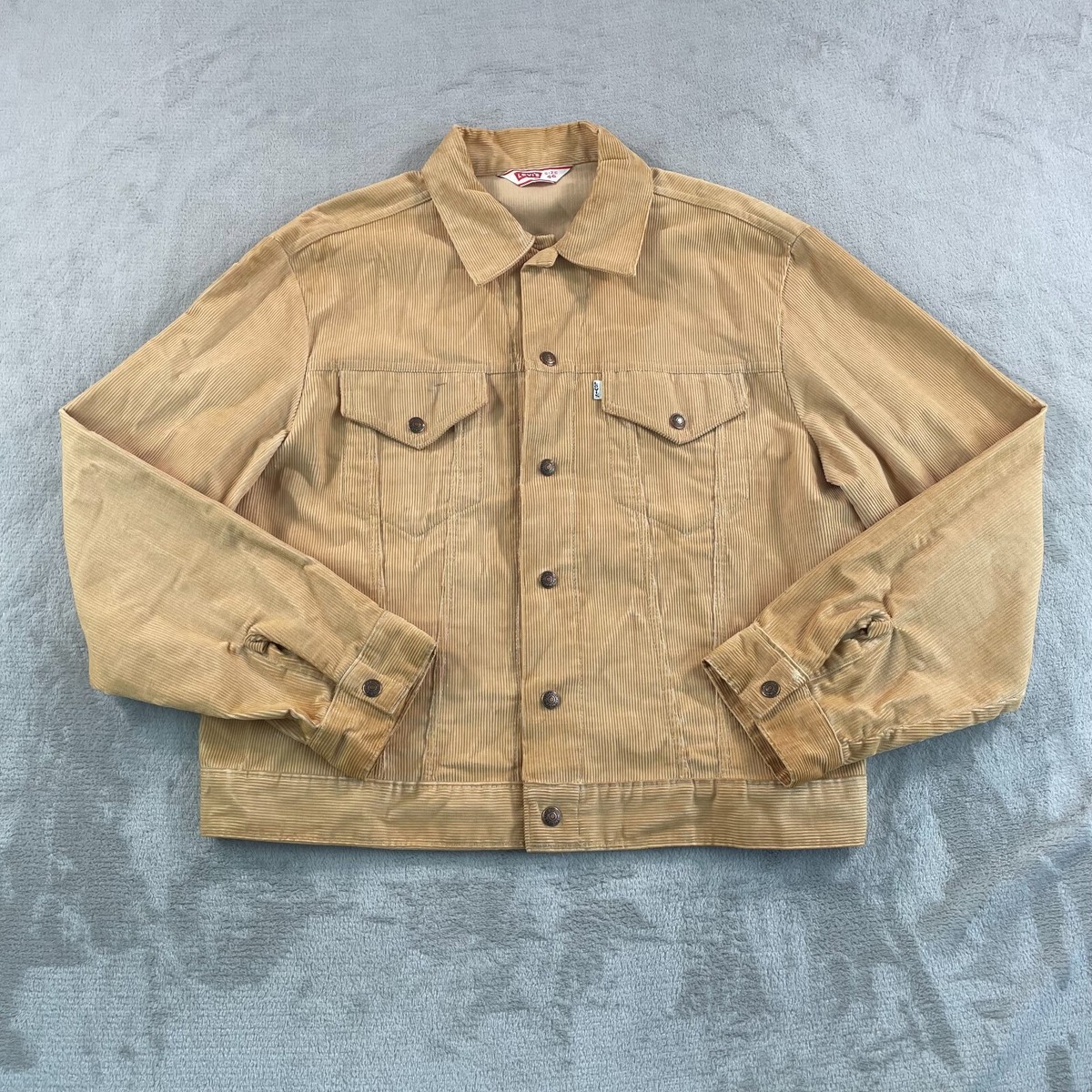 70’s LEVI’S 70505-1512 CORDUROY JACKET Vintage 70's Levi's Corduroy Trucker Jacket Men 46 Tan Made