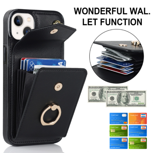Luxury Leather Wallet Case Cover For iPhone 16 15 14 13 12 11 Pro Max XR 8 Plus - Picture 23 of 75