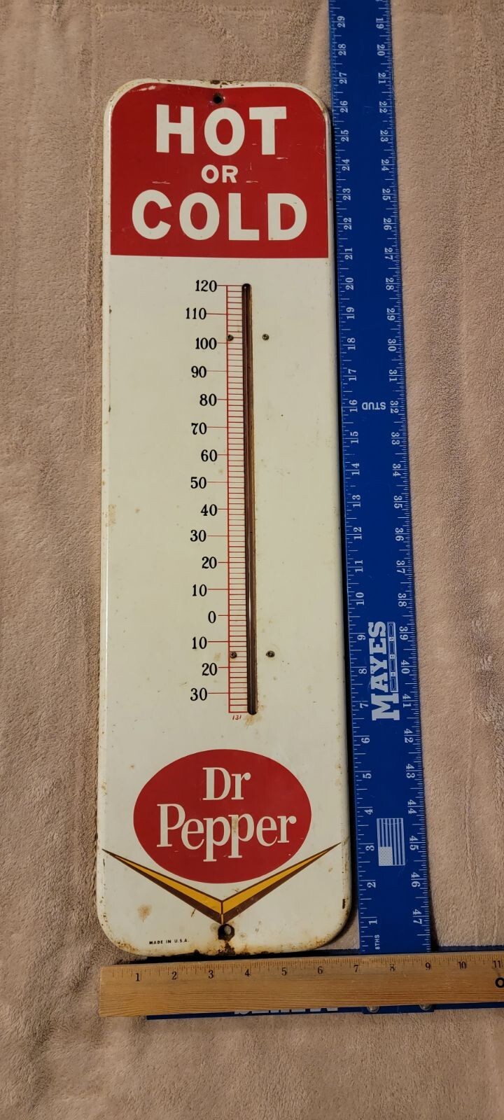 Vintage Antique 1950s Dr. Pepper Soda Thermometer Sign RARE 27” Hot or