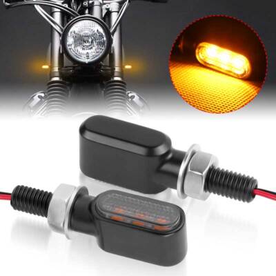 2X Black Motorcycle LED Mini Turn Signal Light Blinker For Bobber Cafe Racer