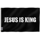 Anley Fly Breeze 3x5 Foot Jesus is King Flag - White Christian Flags Black