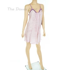 JENNIFER LOPEZ Intimates MEDIUM Paisley Print PINK NIGHTGOWN Chemise PURPLE TRIM