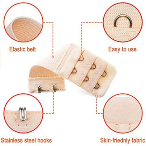 4PCS Adjustable Bra Extender 2/3/4 Hooks with Elastic Underwear Strap Extension - Image 2 of 4