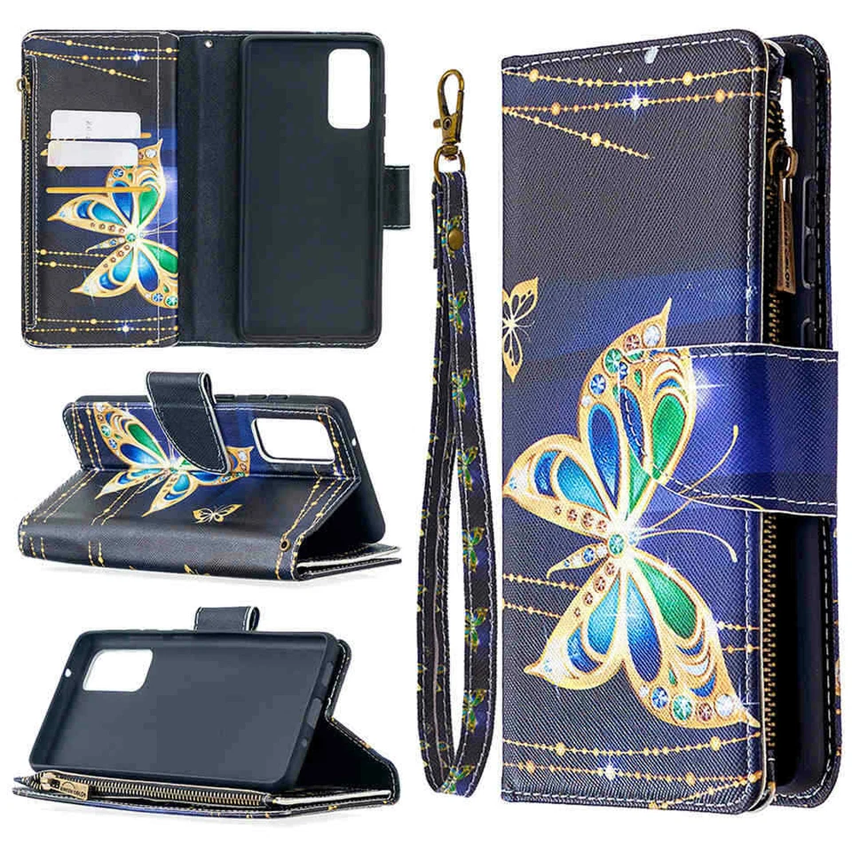 For Samsung S20 FE 5G S10 S9 Note 20 10 Plus Wallet Card Flip Leather Case Cover - Image 3 of 4