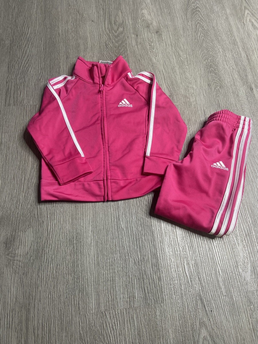 Addias Track Suit Piece Toddler Girls Size 18 months Pink Preowned Classic