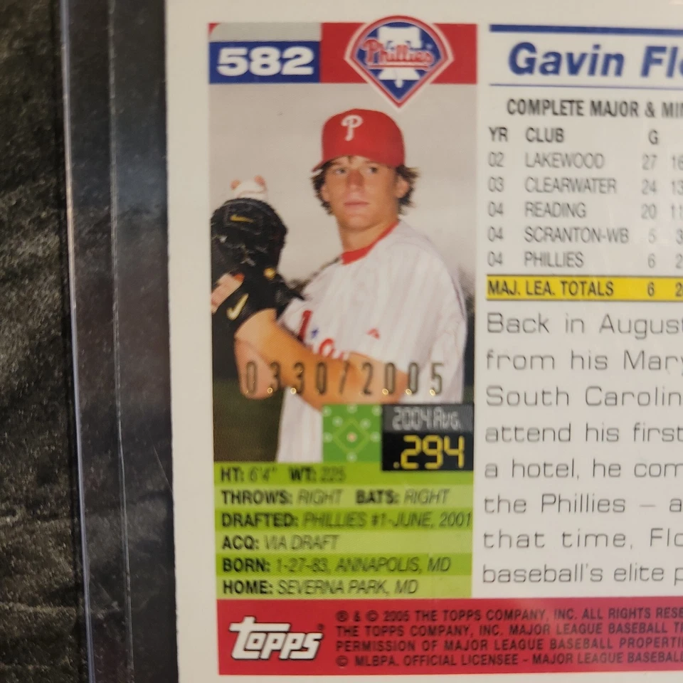 2005 (PHILLIES) Topps Gold #582 Gavin Floyd 330 /2005 Excellent condition NM - Image 3 of 3