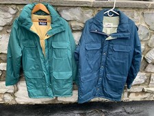 2 vtg usa made WOOLRICH jacket coat parka green & blue size med long super nice