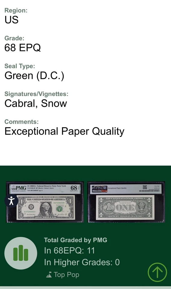 2003A One Dollar Star New York FRN PMG 68 -Top Pop Gem- - Image 3 of 4