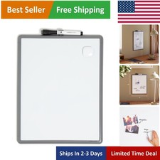 Compact 11" x 14" Gray Magnetic Whiteboard with Accessories for Organization