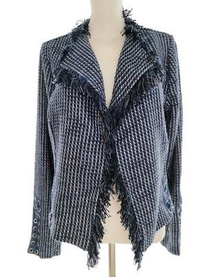 I-N-C INTERNATIONAL CONCEPTS Damen Hakenjacke Gr. L Blau Baumwolle Langer Ärmel