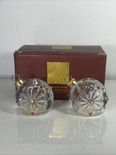 Set shaker sale e pepe ornamento natalizio rotondo cristallo Lenox in scatola originale - Foto 1 di 5