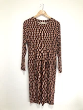 Masai Namoli Jersey Tulip Dress Size XS Black Orange Autumn Stretch Pockets