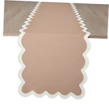  Table Runners | Fall Table Runner 72 inches Long | Scallop 14" x 72" Sand Dune