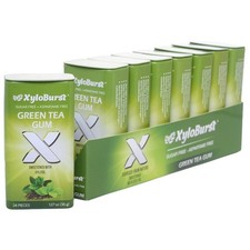 XyloBurst Green Tea All-Natural Aspartame-Free Xylitol Gum 24 Ct. Jar 8-pack