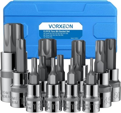 Torx Bit Steckschlüsselsatz 13 PCS T8, T10, T15, T20, T25, T27, T30, T40, T45...