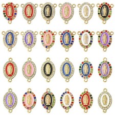 24pcs Chandelier Component Links Religion Oval w/ Virgin Alloy Connector Charms