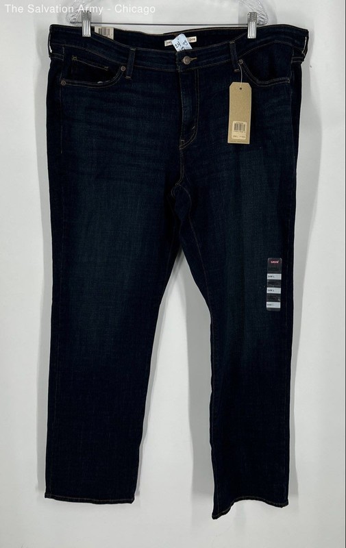 Levis Womens Blue Mid Rise Classic Fit Denim Straight Jeans Size 24W L