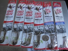6 Packs Eagle Claw Snell Style 231X Size 2, 1/0, 2/0  DOUBLE Snelled  36 HOOKS