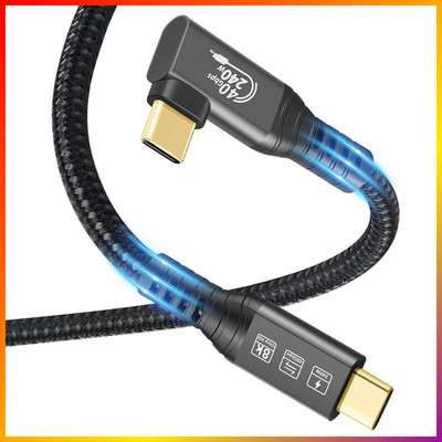 USB4 Thunderbolt 4 Kabel 40 Gbps 240W 90 Grad USB C für Hub Dock MacBook M2 M3