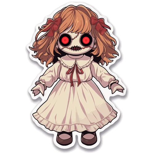 Annabelle Chibi Horror Scary Self Adhesive Vinyl Sticker