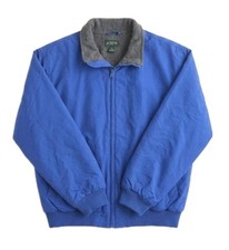 Vintage J.Crew Oarsman Bomber Jacket Mens Large Blue Fleece Lined Made in USA