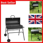 Oil Drum BBQ Grill Portable Charcoal Barbecue Steel Stand Wheels Black