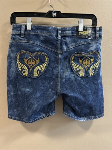 5/5 Vintage Y2K APPLE BOTTOM JEANS Shorts Damen blau Low Rise Denim 29” x 5” - Bild 6 von 6
