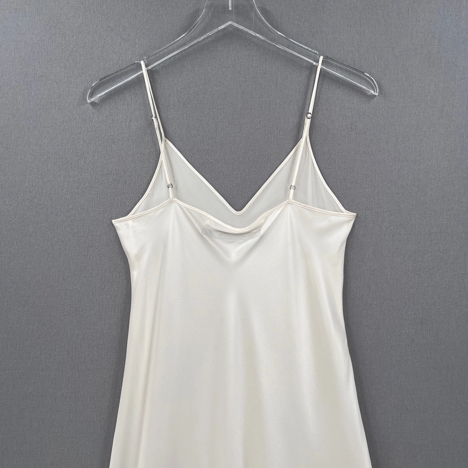 OFF WHITE Abito donna ENZA COSTA taglio bias seta slip S M bianco sporco scollo a V maxi spalline NUOVO