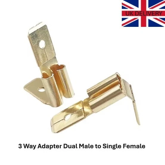 6.3MM Piggyback Spade Connectors 3 Way Adapter Dual Male to Single Female Crimp