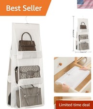 Stylish Folding Handbag Storage - 6 Pocket Organizer for Closet  Over Door Use