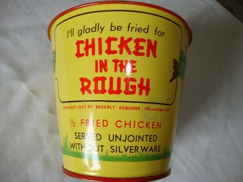 Vintage Original Chicken In The Rough Franchise Tin Bucket 1937  3 1/2 " High