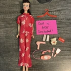 Vintage Barbie Clone Red Pineapple Pajamas Set & Accessories- 1960s Clothes