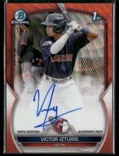 2023 Bowman Chrome #CPA-VI Victor Izturis Chrome Orange Wave Refractor Auto #/25