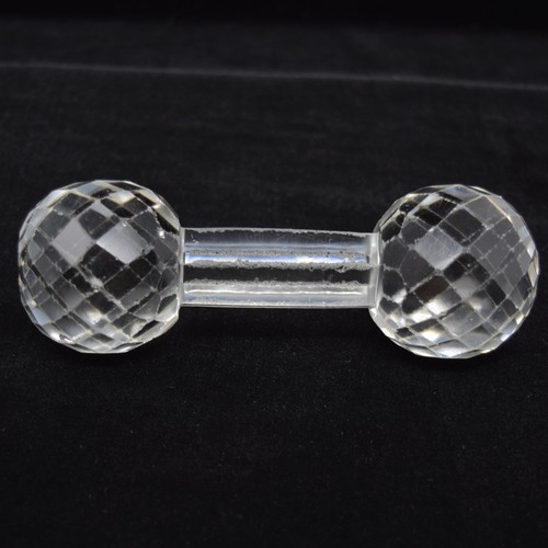 Vintage Crystal Cut Glass Prism Dumbbell Knife Rest Paperweight Clear Formal - Picture 2 of 11